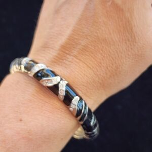 Cookie Lee Elegant Black and Silver Bracelet #88003 NWT